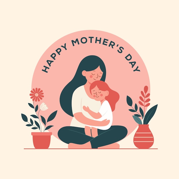 Feliz Dia da Mãe mulher e criança Ilustração de celebração