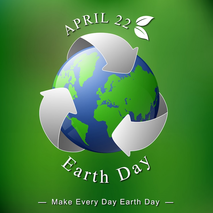 Vetor feliz dia da terra banner no fundo desfocado