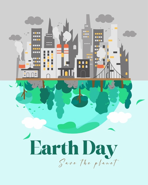 Vetor feliz dia da terra ecologia conceito de design com mapa do globo para impressões panfletos cobre banners design eco