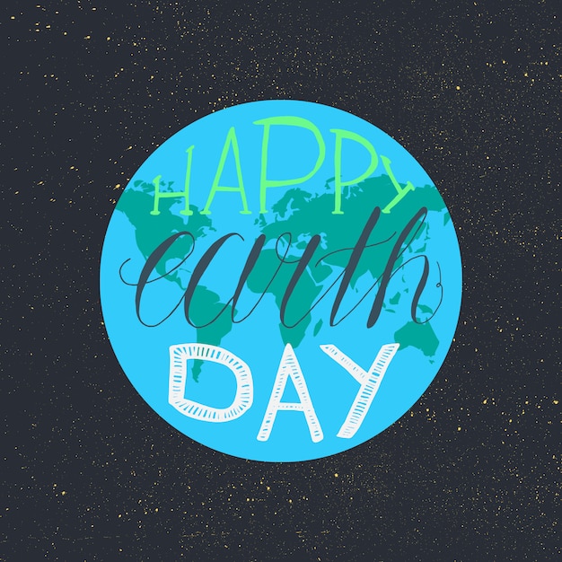 Vetor feliz dia da terra lettering ilustração