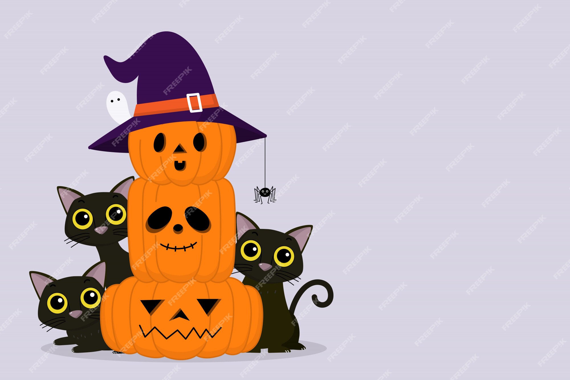 Cartão De Saudação De Halloween Feliz Com Gato Preto Fofo E Abóbora  Assustadora. Personagem De Desenho Animado De Feriados Animais Ilustração  Stock - Ilustração de fundo, feriado: 258237194