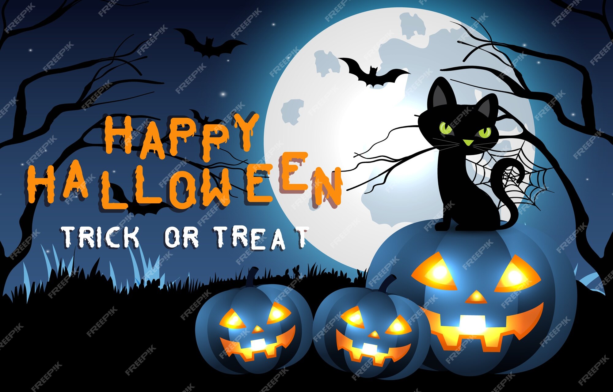 Cartão De Saudação De Halloween Feliz Com Gato Preto Fofo E Abóbora  Assustadora. Personagem De Desenho Animado De Feriados Animais Ilustração  Stock - Ilustração de fundo, feriado: 258237194