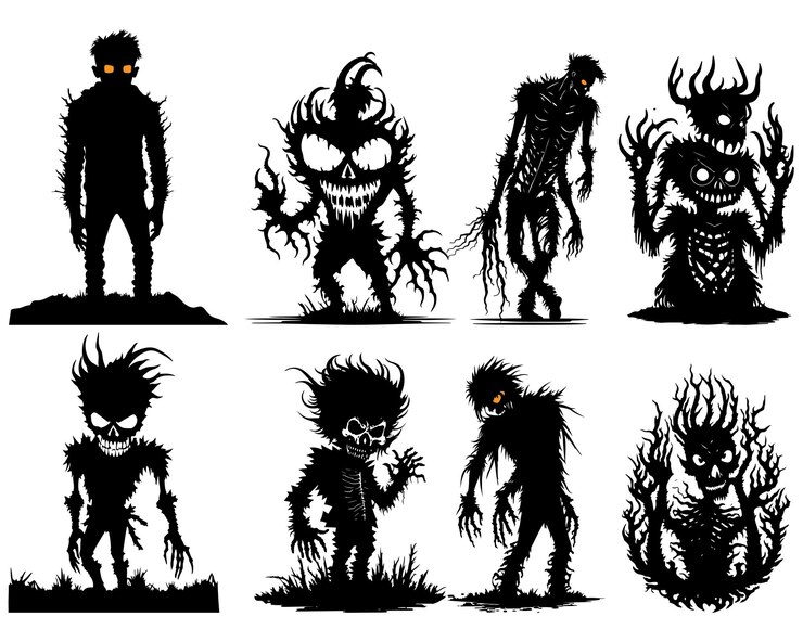 Vetor feliz dia das bruxas ilustração vetorial vetor de zumbis de halloween silhueta de zumbi assustador