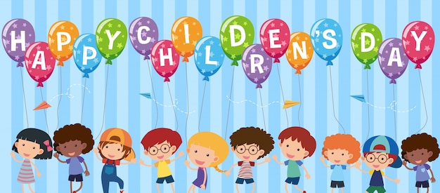 Feliz dia das crianças com crianças felizes