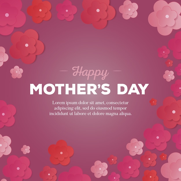 Feliz dia das mães cartão com flores de papel
