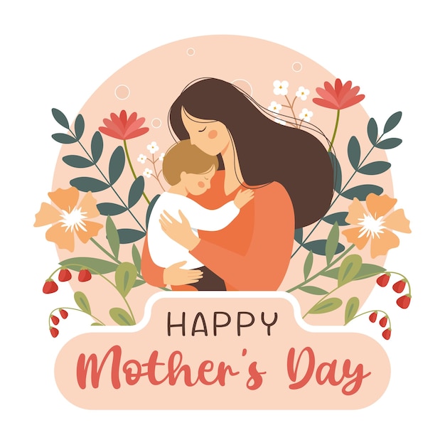 Feliz dia das mães cartão de saudação mãe abraça filho