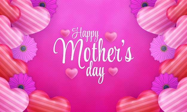 Vetor feliz dia das mães celebração social media post conceito eu te amo mãe rosa modelo de fundo