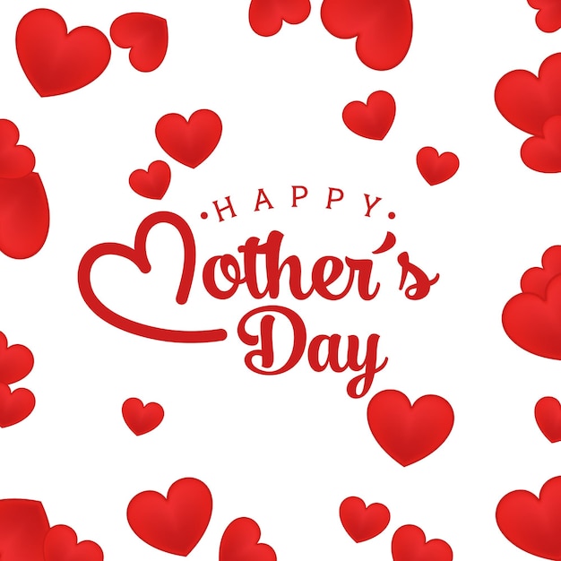 Feliz dia das mães com cartão de ilustração de coração