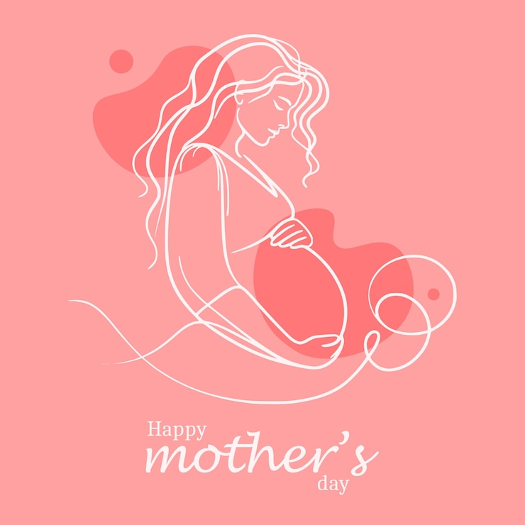 Vetor feliz dia das mães com gravidez