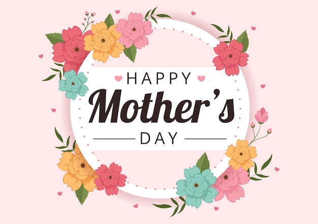 Feliz Dia das Mães em 14 de maio Ilustração com carinho para bebês e crianças em modelos desenhados à mão