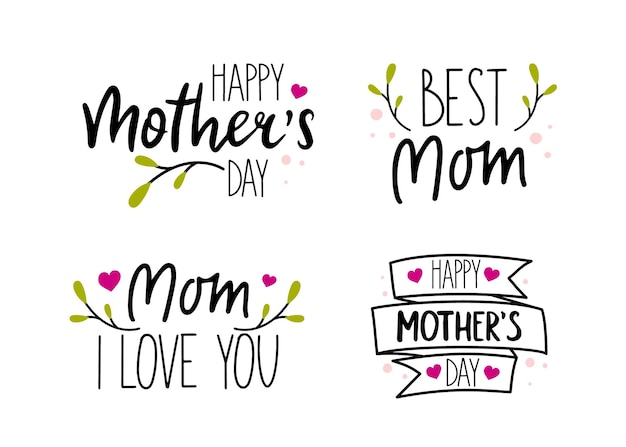 Feliz dia das mães férias conjunto de letras Vector I