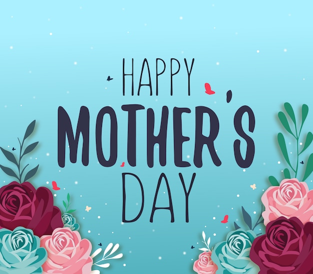 Feliz Dia das Mães Flores Azul