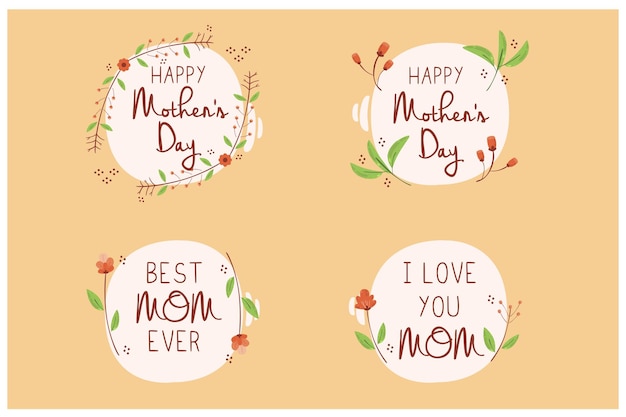 Feliz Dia das Mães Letração Insignia Ilustração design plano