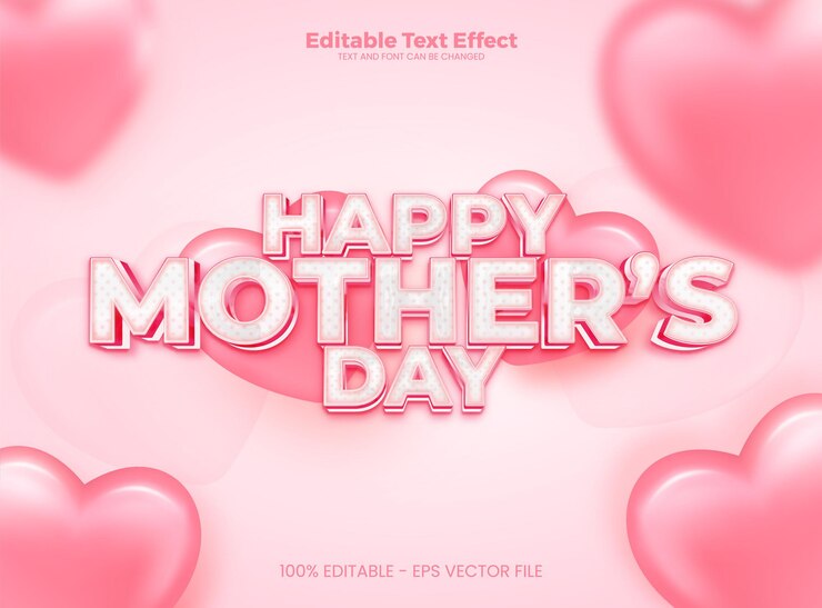 Feliz Dia das Mães Modelo de efeito de texto editável de efeito de texto 3D
