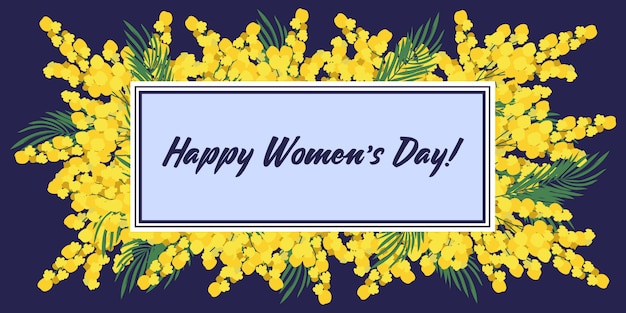 Feliz dia das mães. modelos horizontais de vetor para cartão, cartaz, folheto e outros usuários com mimosa de flores amarelas
