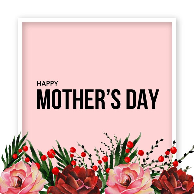 Feliz dia das mães saudações rosa fundo vermelho banner de design de mídia social Vetor grátis