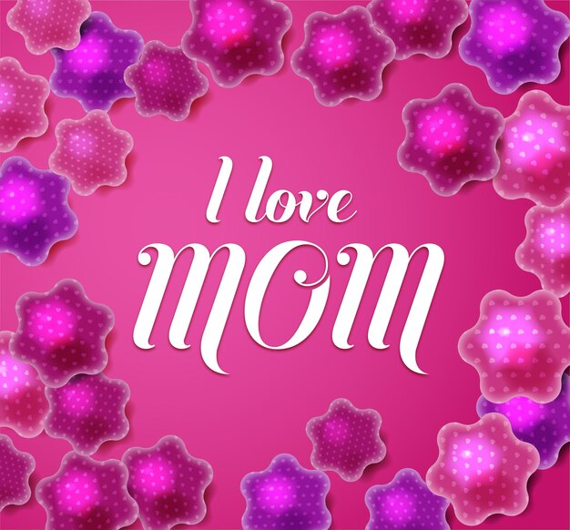 Vetor feliz dia das mães tipografia com coração 3d