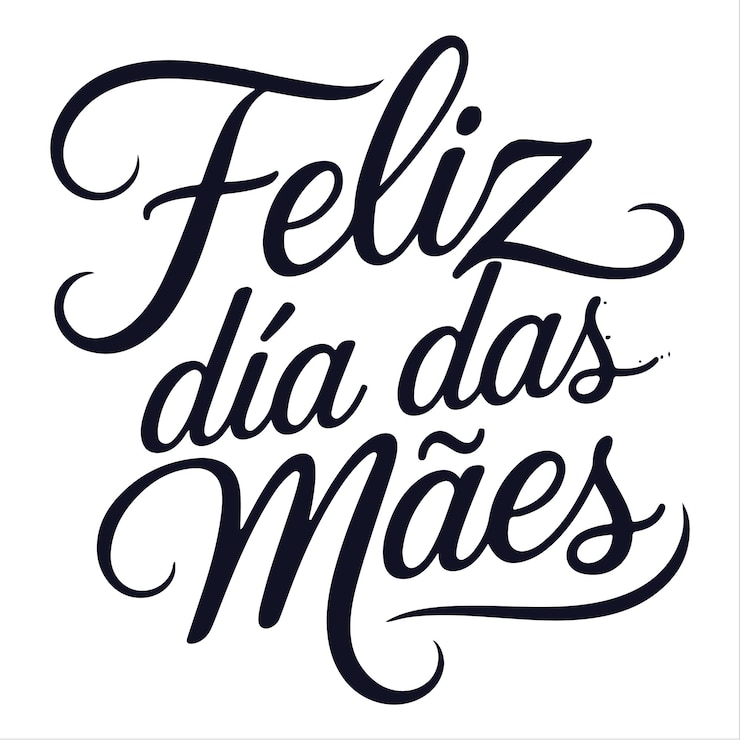 Vetor feliz dia das mes caligrafia de texto português feliz dia da mãe cartão de saudação ilustração vetorial