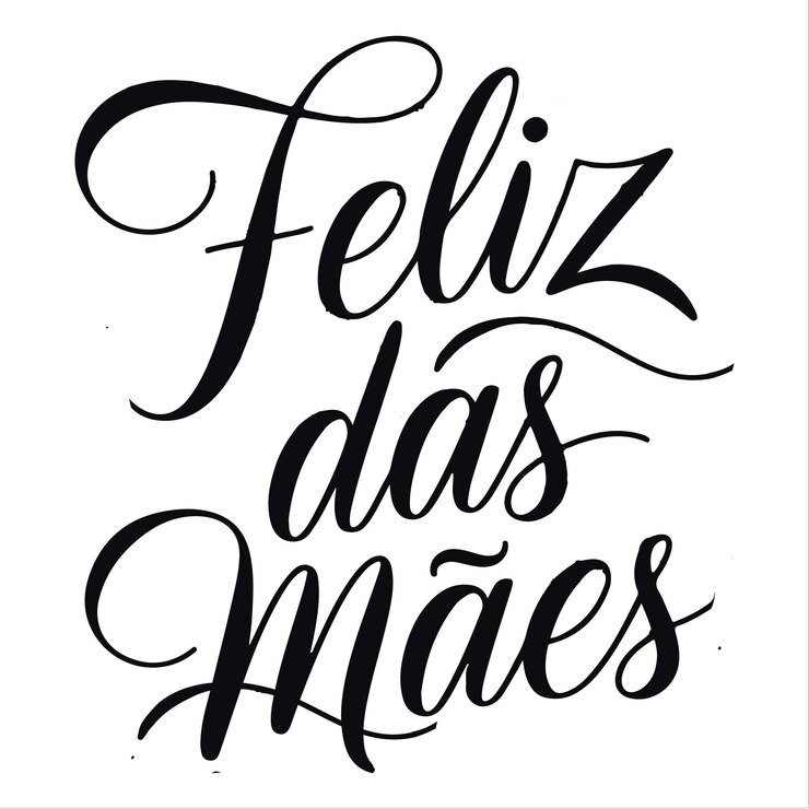 Vetor feliz dia das mes caligrafia de texto português feliz dia da mãe cartão de saudação ilustração vetorial