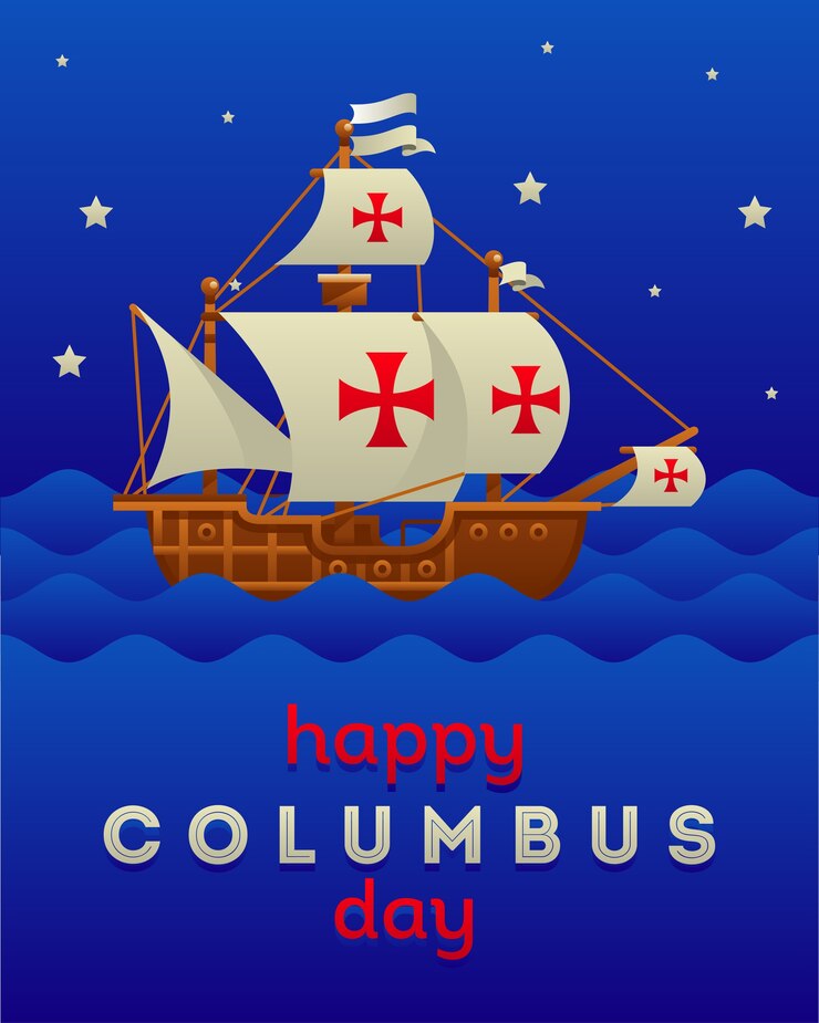 Vetor feliz dia de colombo com o navio de santa maria