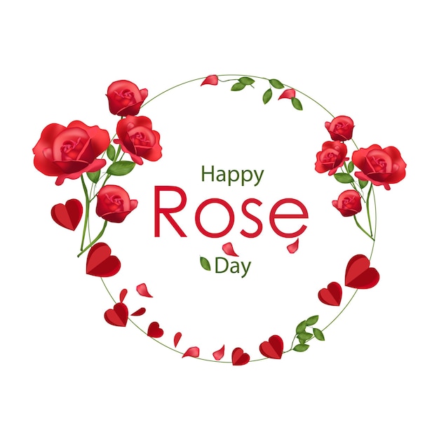 Feliz dia de rosas com fundo de rosas vermelhas