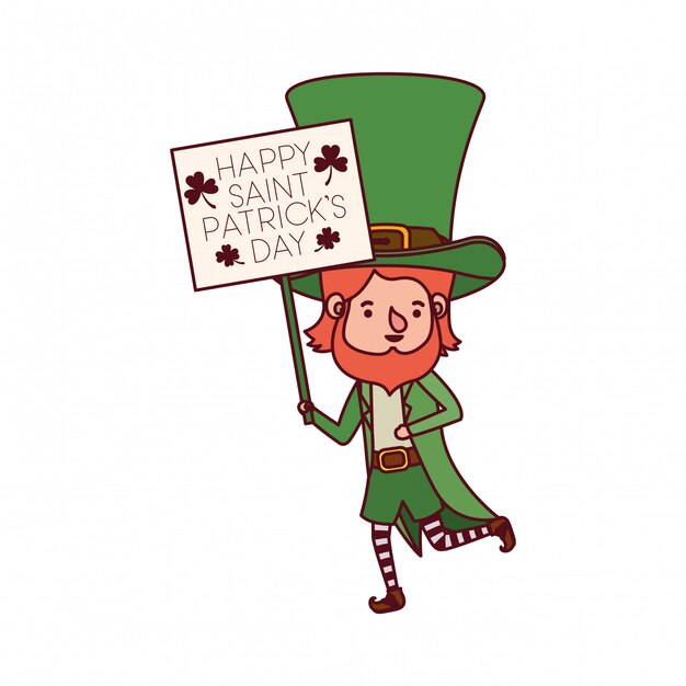 Vetor feliz dia de saint patricks rótulo com caráter de duende