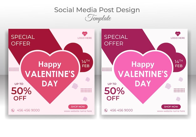 Feliz dia de São Valentim fundo colorido modelo de design de postagem de mídia social