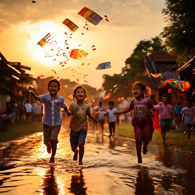 Vetor feliz dia de songkran