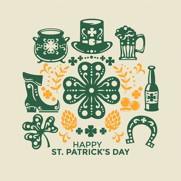 Feliz dia de st.patrick. símbolos de vetor recortados