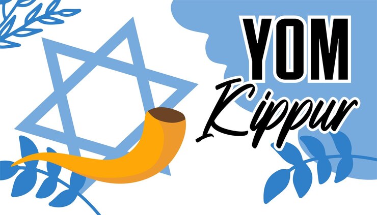 Vetor feliz dia de yom kippur com ornamentos judeus