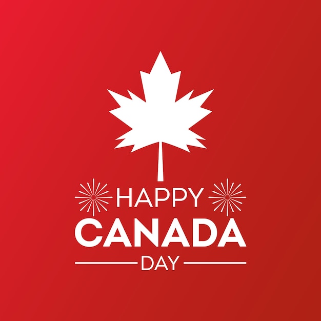 Feliz dia do canadá 1º de julho dia do canadá com folha de bordo vermelha tipografia vetorial para banner de cartaz de cartão de saudação com fundo