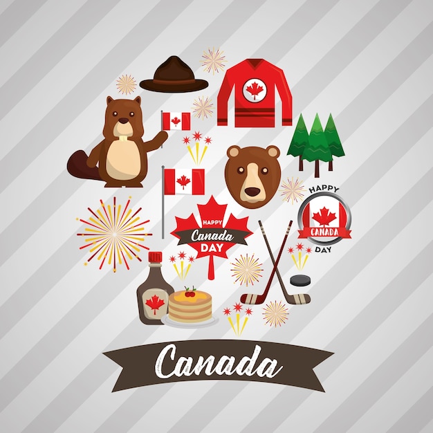 Feliz dia do canadá definir símbolos nacionais