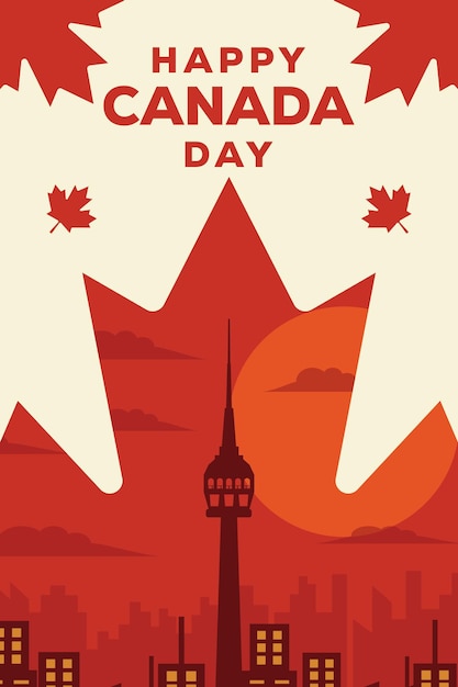 Feliz dia do canadá design de ilustração de banner vertical