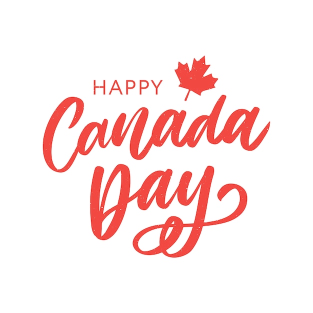 Feliz dia do canadá mão desenhada caligrafia