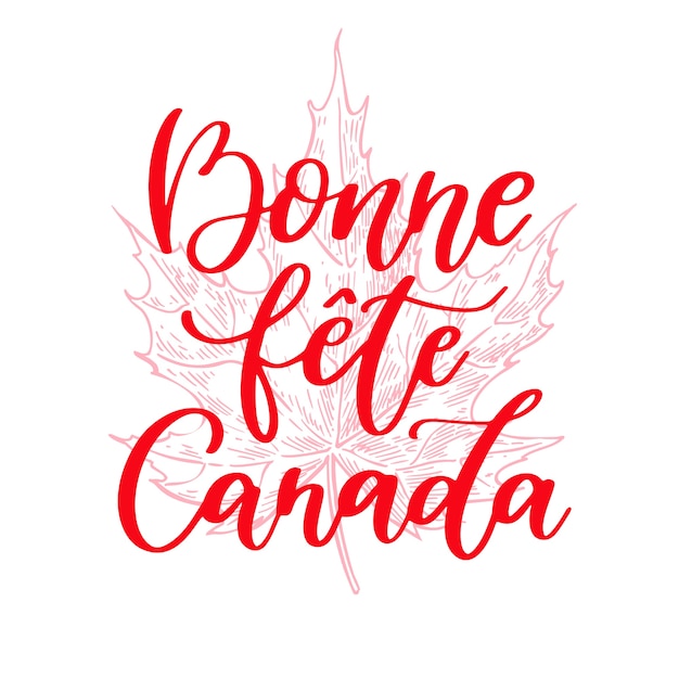 Vetor feliz dia do canadá rotulação de vetor em francês.