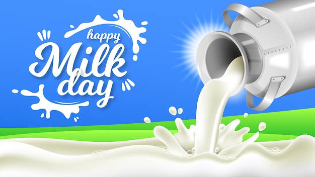 Feliz dia do leite com latas de leite realistas