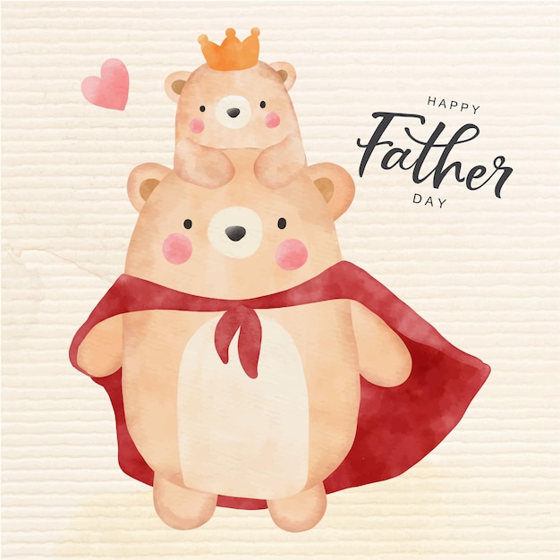 Feliz dia do pai com urso fofo
