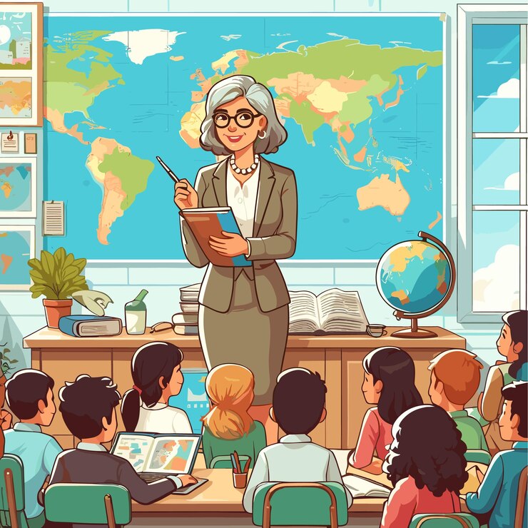 Feliz dia do professor ilustração vetorial plana conceito desenhado à mão professor de ensino