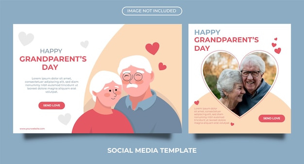 Feliz dia dos avós banner modelo de postagem de mídia social