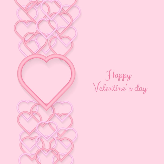 Feliz dia dos namorados bandeira. corações de gradiente rosa do caminho com letras. modelo romântico. lindo cartão, pôster, plano de fundo, panfleto. design festivo