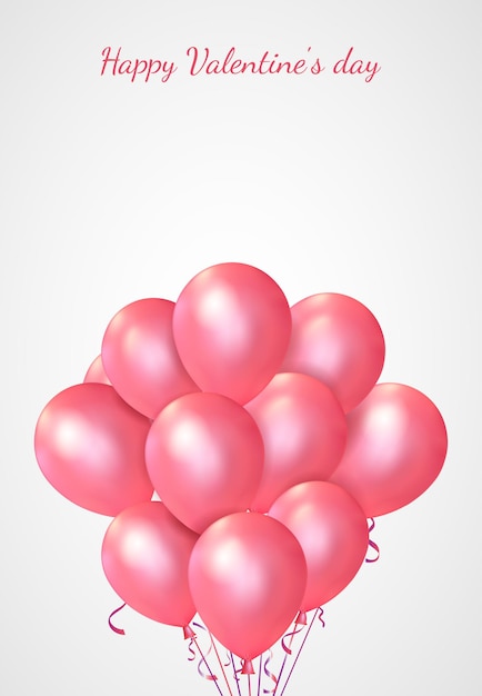Vetor feliz dia dos namorados cartão com balões rosa