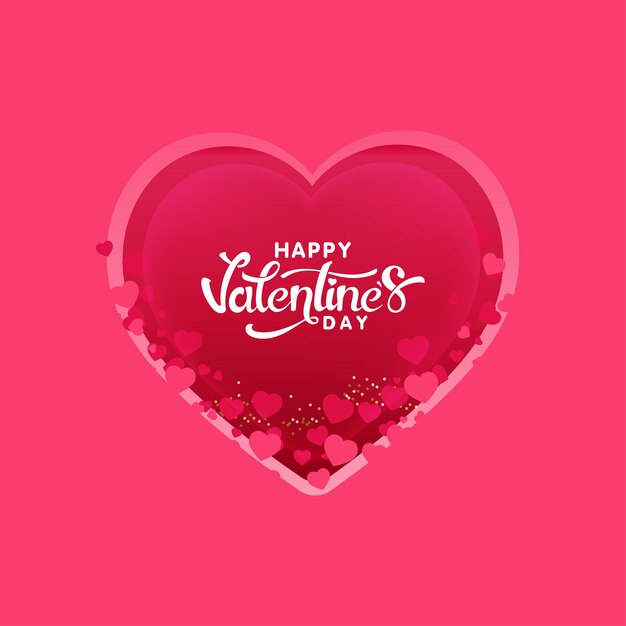 Feliz dia dos namorados cartão decorado com pequenos corações em fundo rosa.