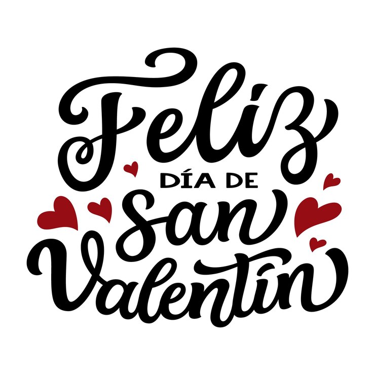 Vetor feliz dia dos namorados em espanhol letras à mão