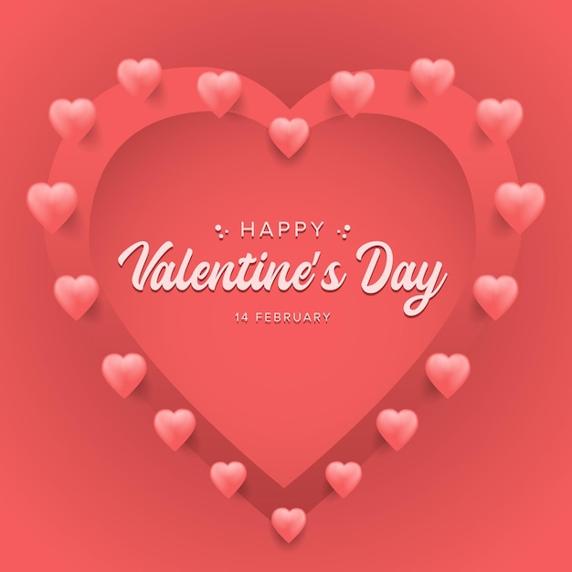 Feliz dia dos namorados fundo com corações vermelhos vector imagem premium perfeita para sua necessidade de design no evento de feriado de 14 de fevereiro
