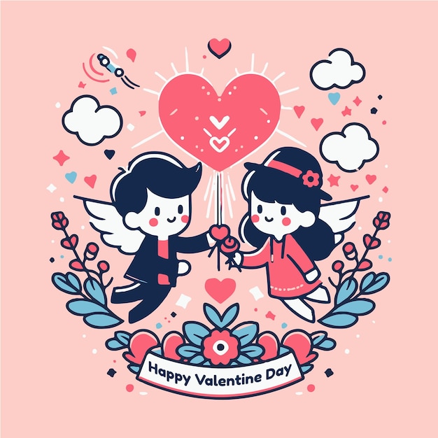Feliz Dia dos Namorados Ilustração de casal com amor
