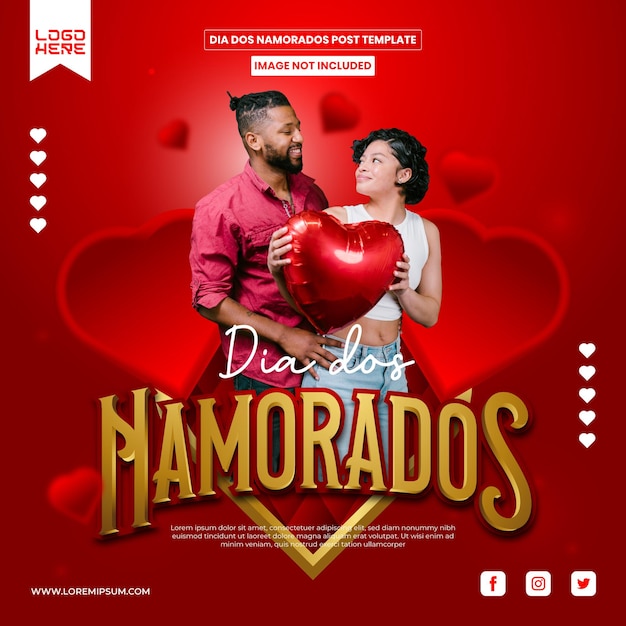 feliz dia dos namorados modelo de postagem de mídia social moderna design legal