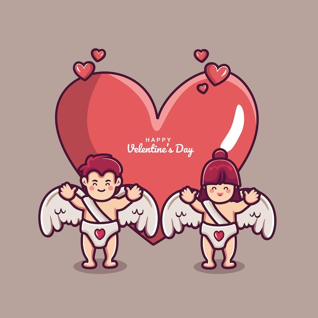 Vetor feliz dia dos namorados plano de fundo com casal cupido e grande amor