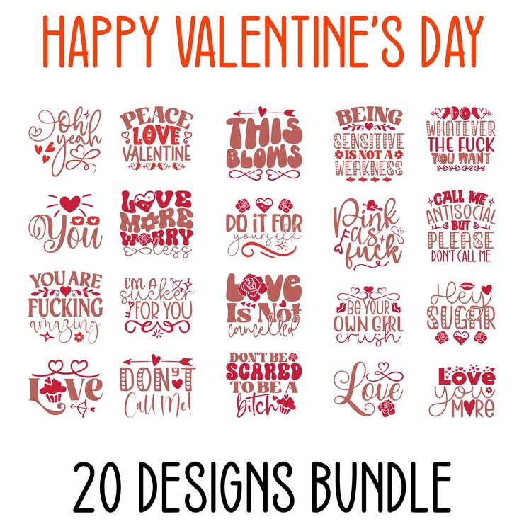 Vetor feliz dia dos namorados t-shirt e svg 20 desenhos bundle valentine svg citações arquivos vector eps