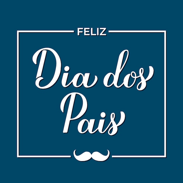 Feliz Dia dos Pais caligrafia letras à mão em fundo azul modelo vetorial para cartão de saudação tipografia cartaz cartaz etc.
