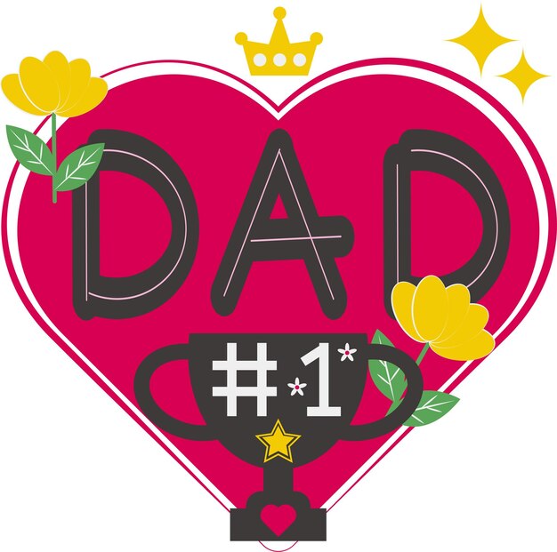 Feliz dia dos pais cartão coração ícone plano vetor símbolo adesivo ilustração design